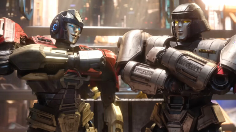 Optimus Prime and Megatron in Transformers One, which may or may not have a post-credits scene.