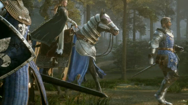 An armored horse and knights in Age of Empires Mobile