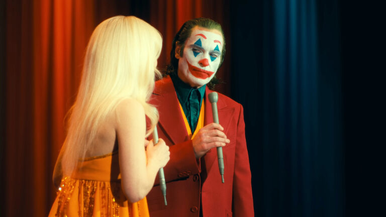 The Joker and Harley (Lee) in Joker: Folie à Deux, played by Joaquin Phoenix and Lady Gaga