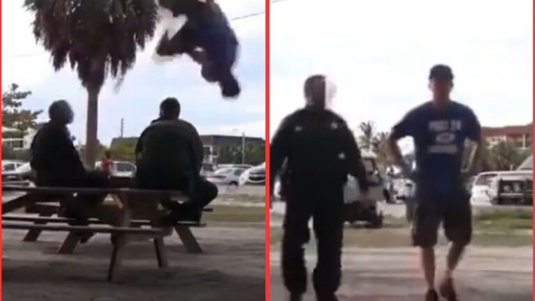 Guy Does A Flip Over Police Officers And Gets Brutally Beaten And Arrested 'I Wonder What The Charge Was'